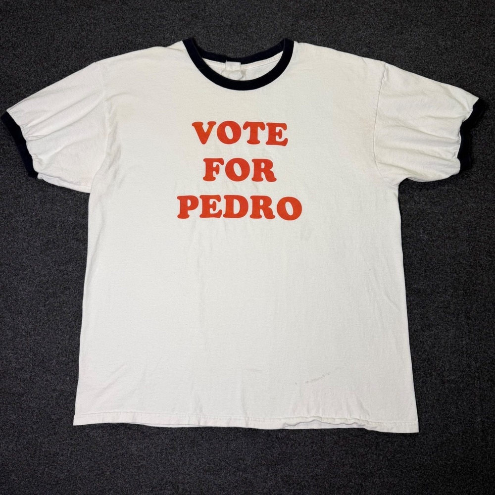 Vintage Napoleon Dynamite Vote For Pedro T-Shirt Mens XL Ringer Movie Promo Tee